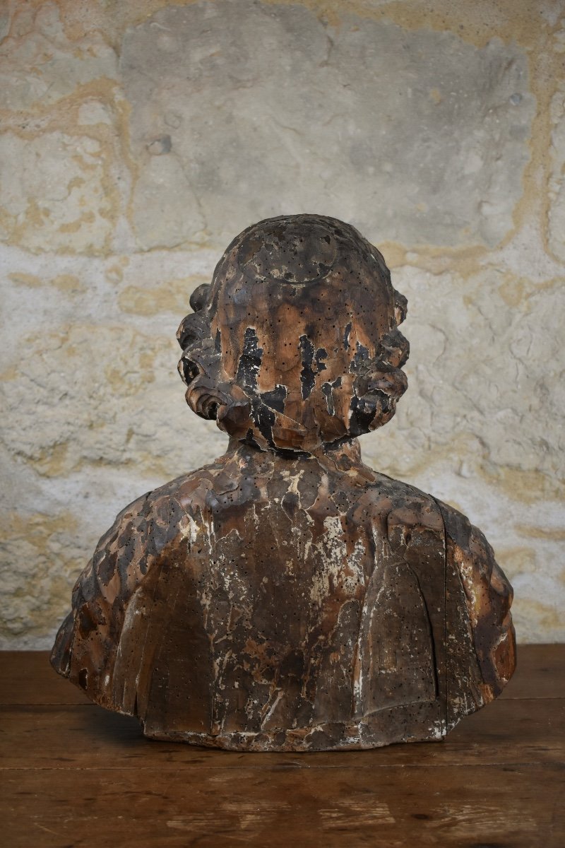 Wooden Bust Of Fénelon -  Late 17th Century-photo-4