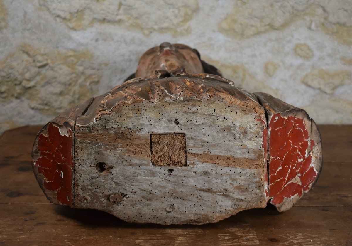 Buste présumé de Fénelon - bois polychromé - fin du XVIIe -photo-6