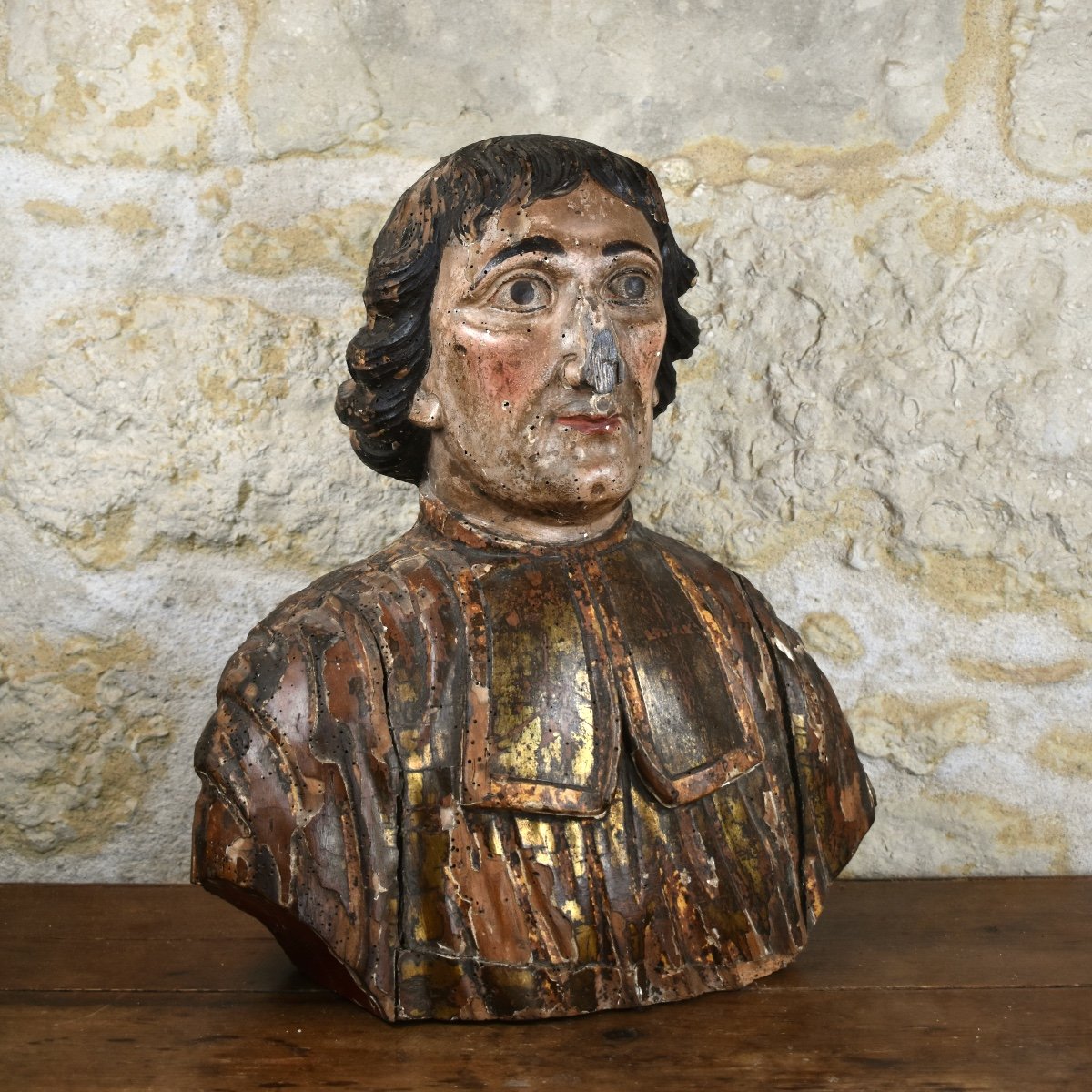 Buste présumé de Fénelon - bois polychromé - fin du XVIIe 