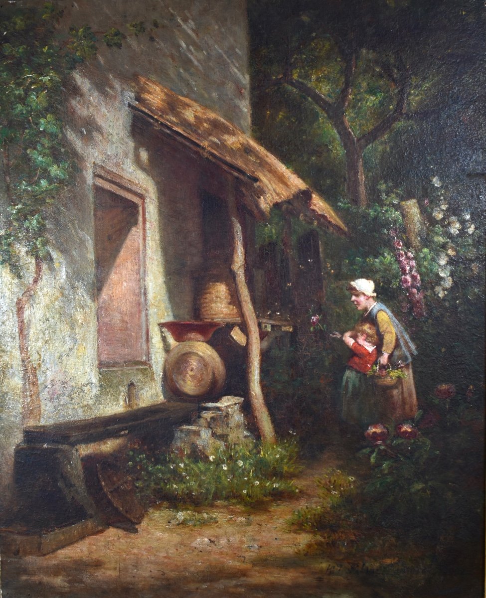 Henri Blanc-fontaine (1819-1897) - The Visit To The Hive - Oil On Panel