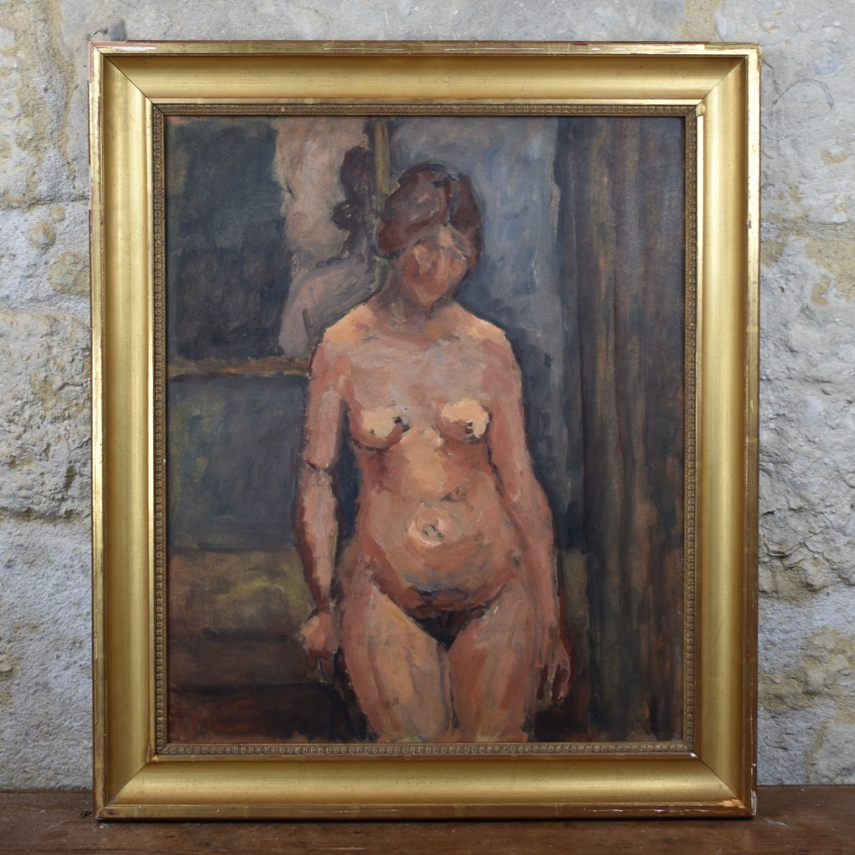 Pierre Brune (1887–1956) - Nude Of A Woman  - Oil On Cardboard-photo-2