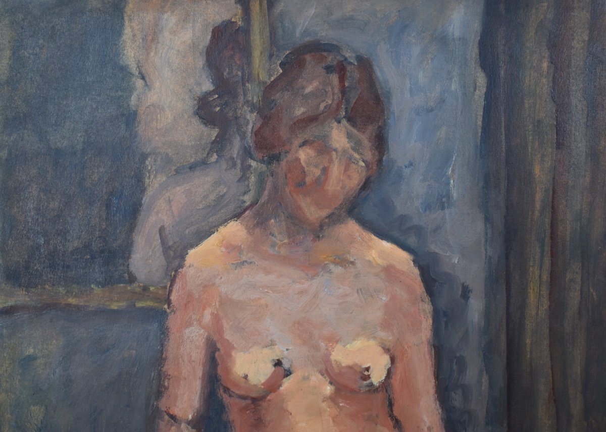 Pierre Brune (1887–1956) - Nude Of A Woman  - Oil On Cardboard-photo-1