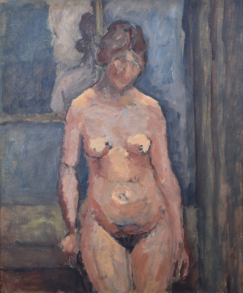 Pierre Brune (1887–1956) - Nude Of A Woman  - Oil On Cardboard