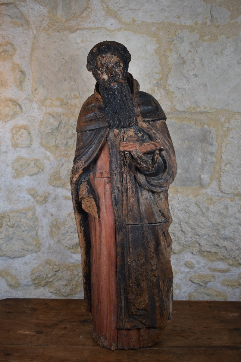 Statue de saint Antoine - XVIIe - bois sculpté-photo-2