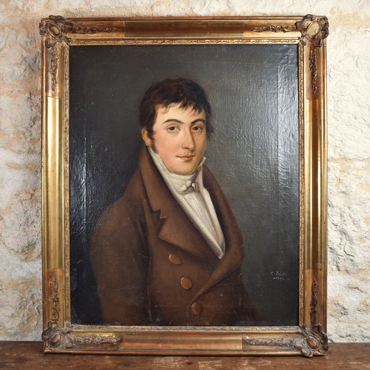 Charles Brandt - Portrait de jeune homme - Empire - Huile sur toile-photo-2