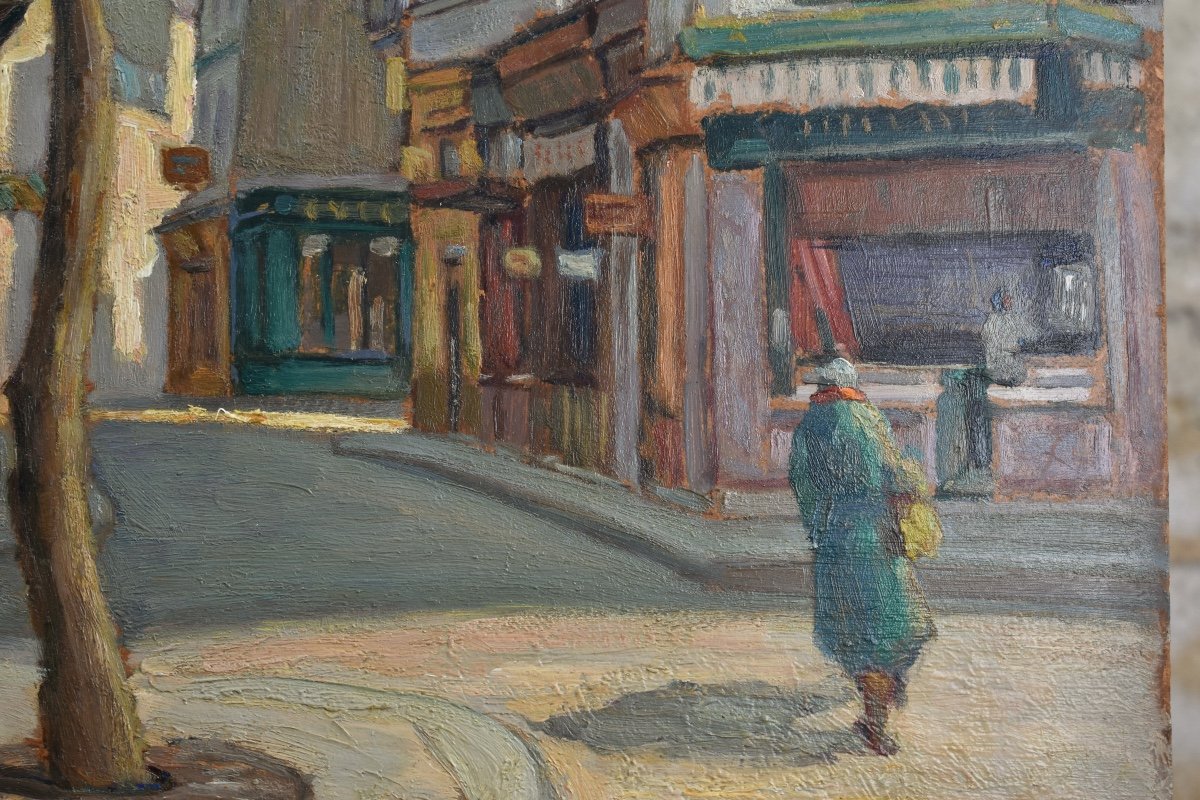 Joseph Constantinovsky (1892-1969) - Paris, vue place de la Contrescarpe - huile sur isorel-photo-4