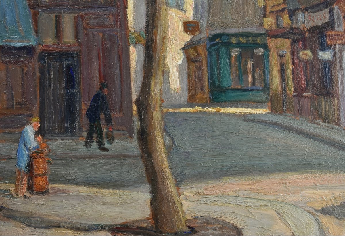 Joseph Constantinovsky (1892-1969) - Paris, vue place de la Contrescarpe - huile sur isorel-photo-1