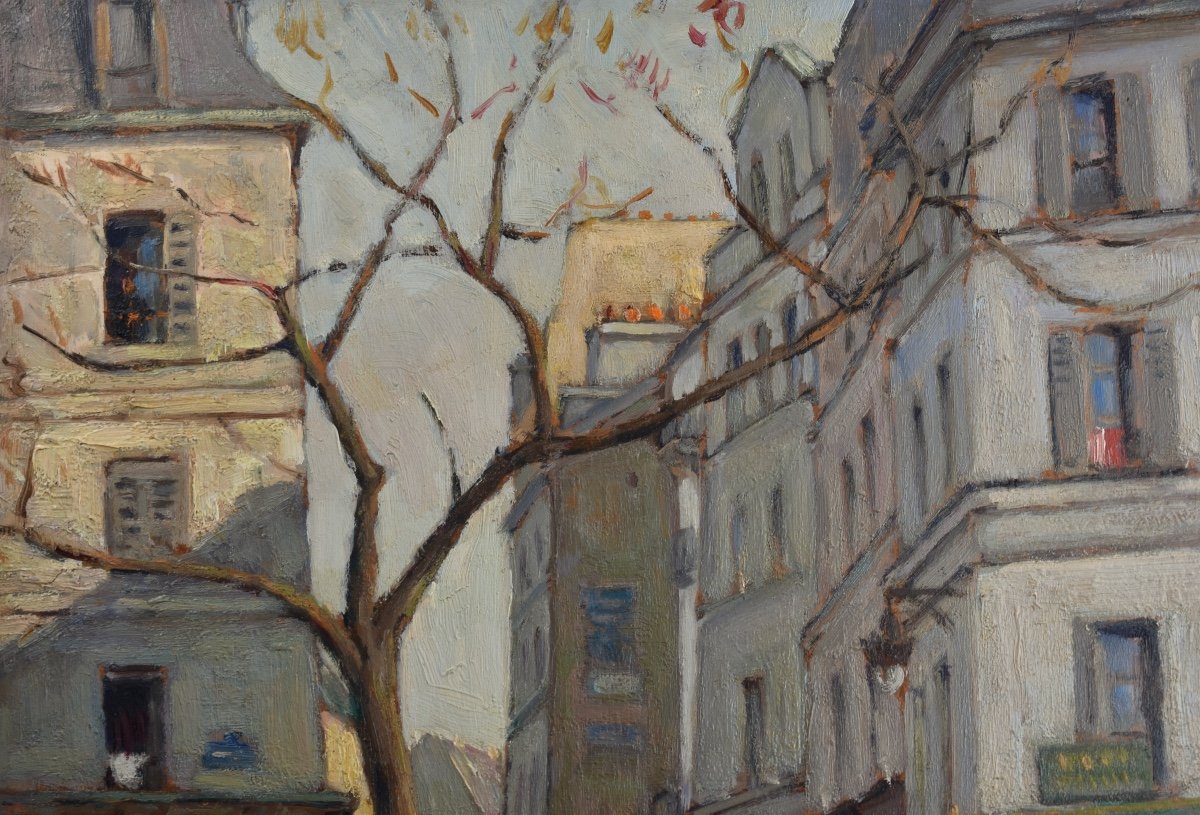 Joseph Constantinovsky (1892-1969) - Paris, vue place de la Contrescarpe - huile sur isorel-photo-2