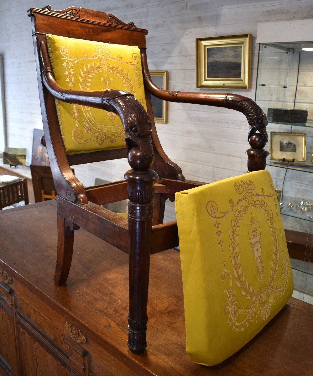 Five Empire Period Mahogany Armchairs-photo-3