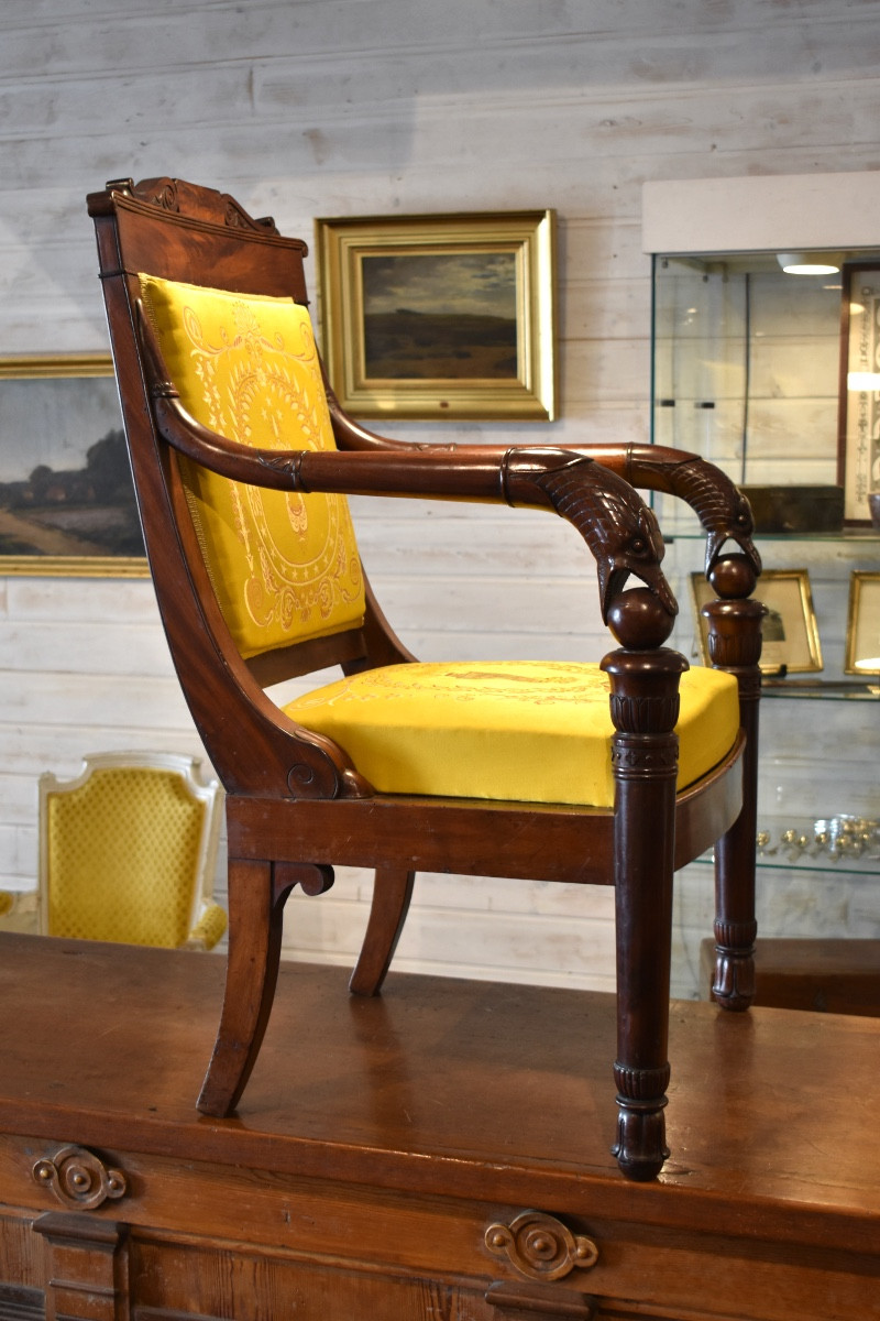 Five Empire Period Mahogany Armchairs-photo-4