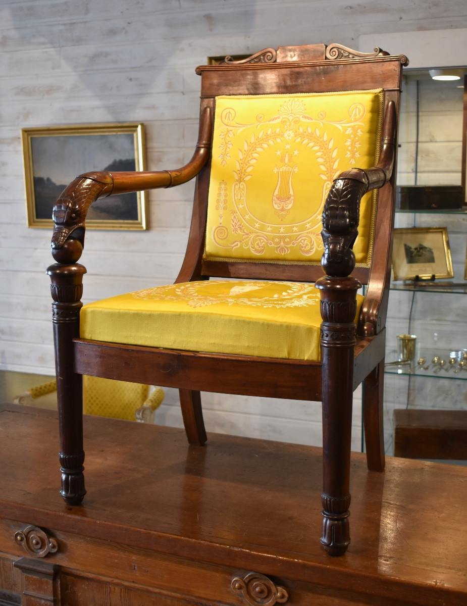 Five Empire Period Mahogany Armchairs-photo-2