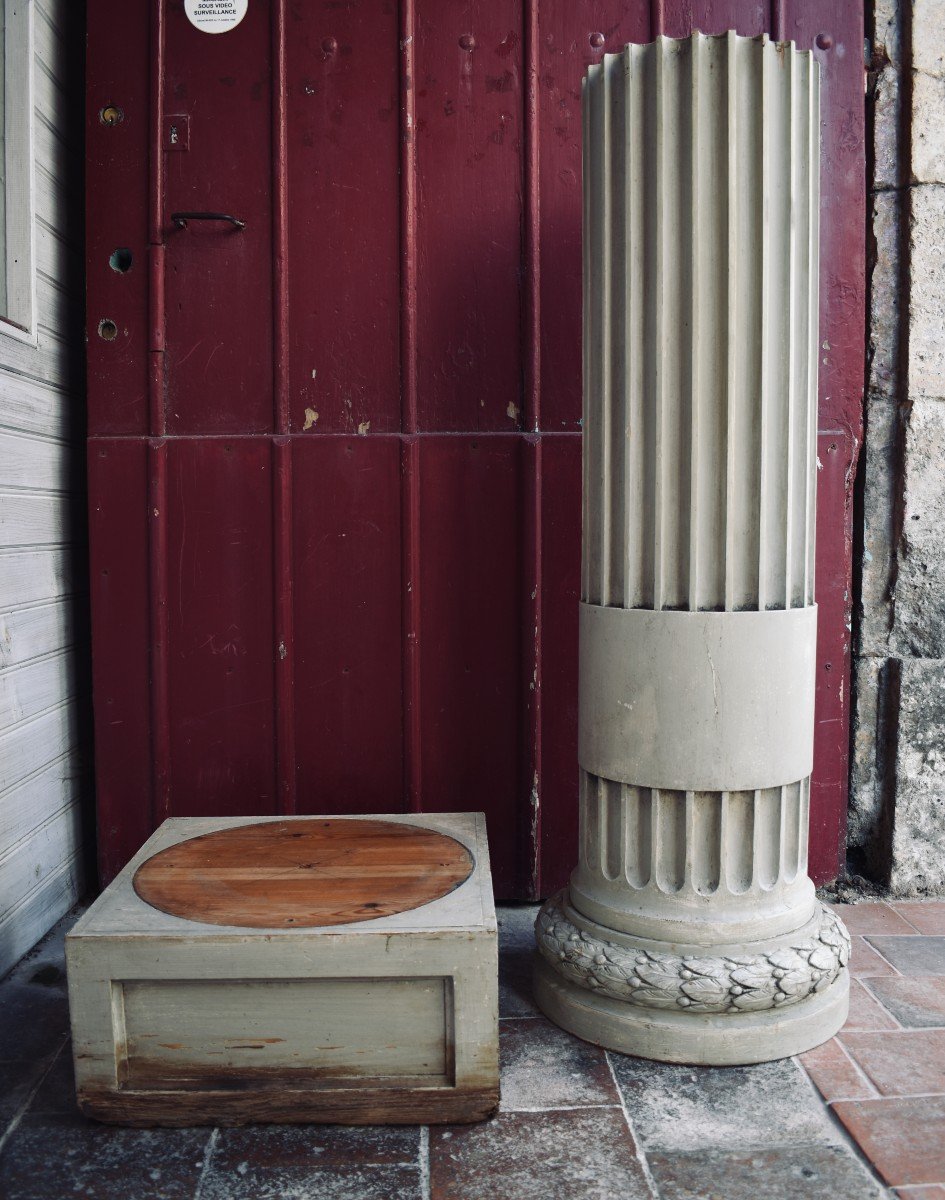 Colonne en bois à l’antique de style Louis XVI - XIXe -photo-2