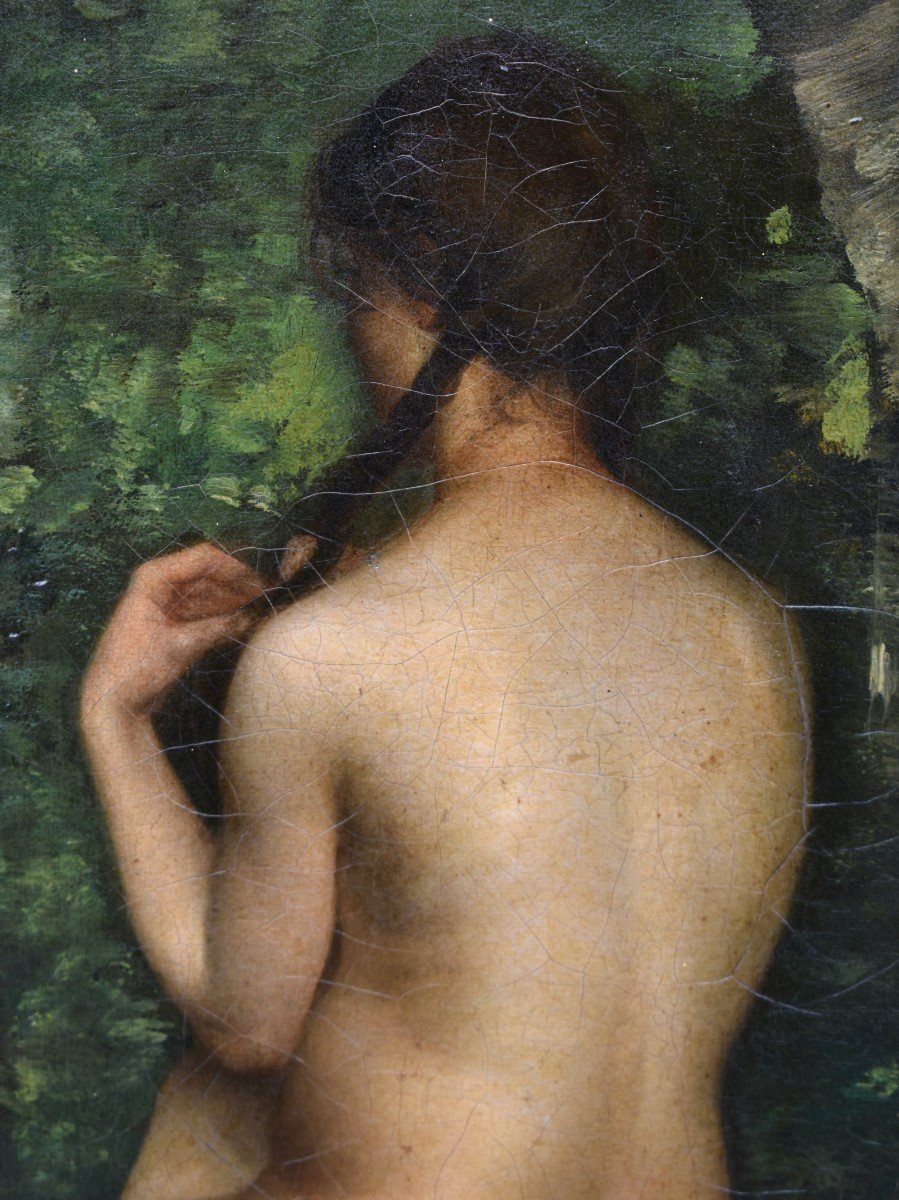 JULES BLIN  (n&eacute; en 1851) - Nu F&eacute;minin - Baigneuse de dos - huile sur toile - ca. 1880-photo-4