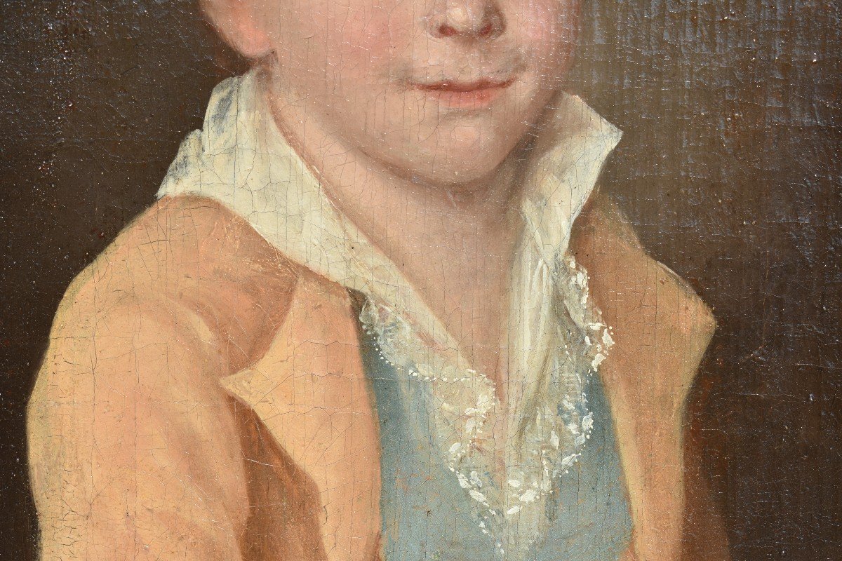 Portrait Of A Young Blond Boy - Directoire Period - Late 18th Century - Oil On Canvas-photo-2