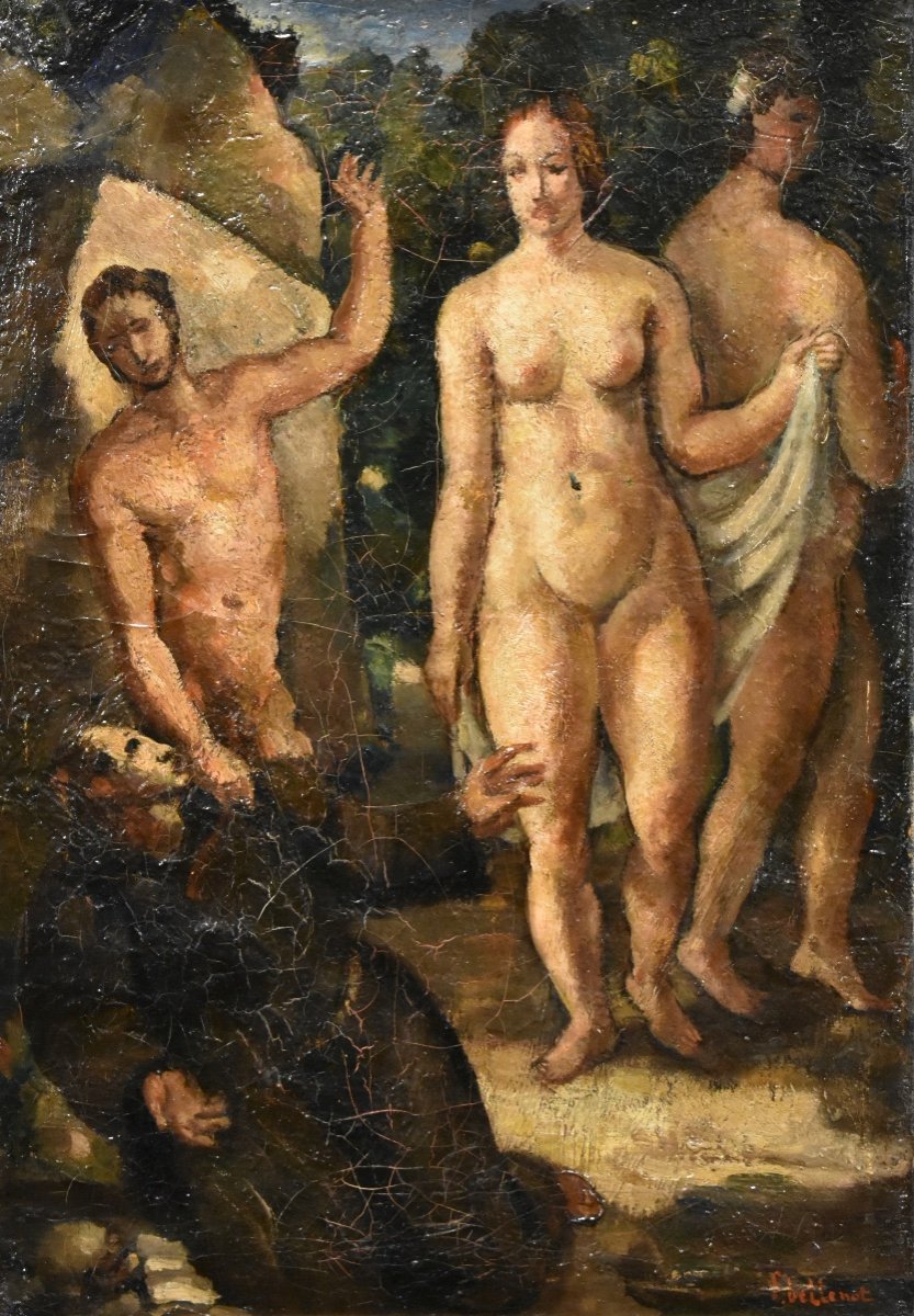 Félix BELLENOT (1892-1963) - La tentation de saint Antoine - Art Déco - Ecole de Paris - Nu