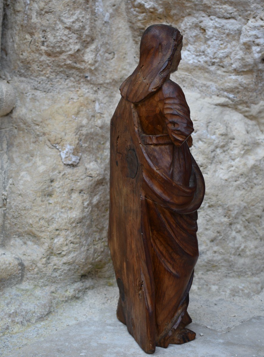 Statuette de la Vierge &agrave; l&rsquo;Enfant en bois sculpt&eacute; XVIIIe -photo-1