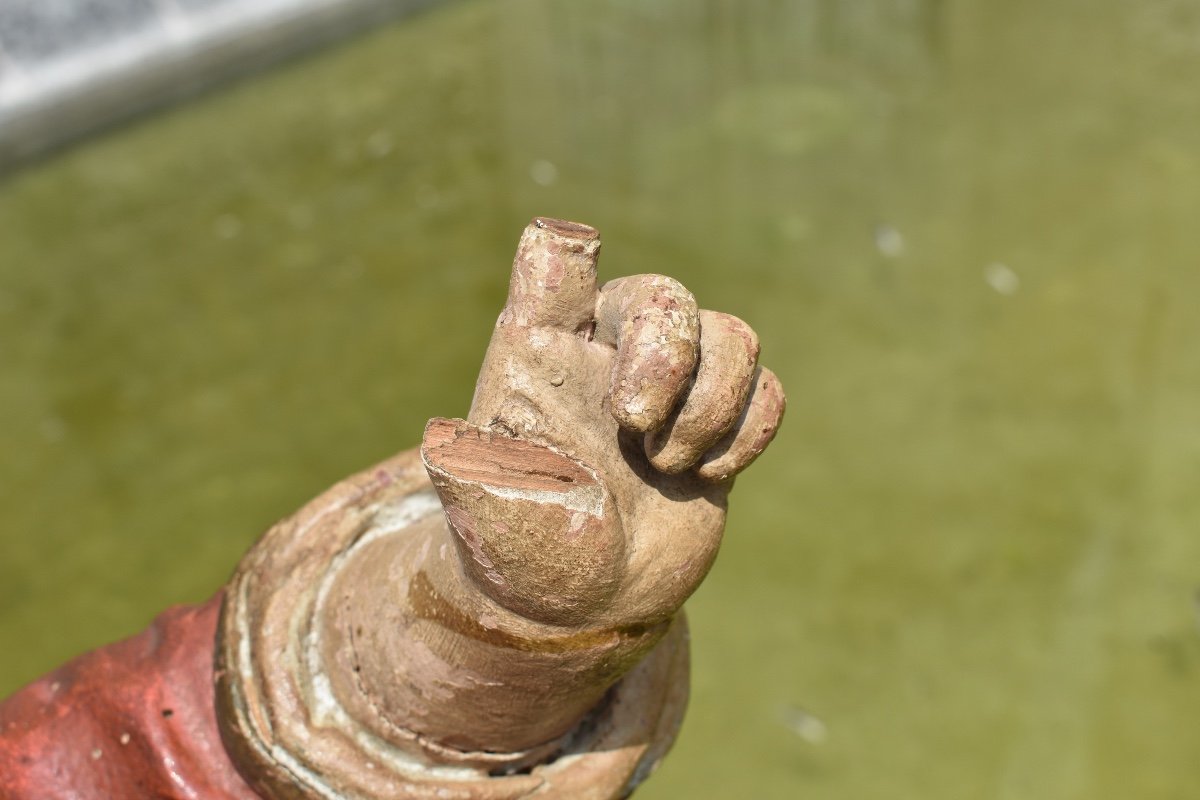 Sculpture baroque d&rsquo;enfant en bois polychrome - France - Milieu du XVIIIe -photo-6