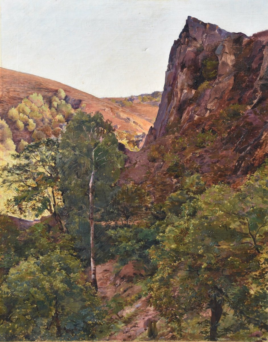 Noel Boudy (1864-1902). Le Saut De La Bergere At Aubazine In Corrèze. Oil On Canvas. Late 19th Century.-photo-2