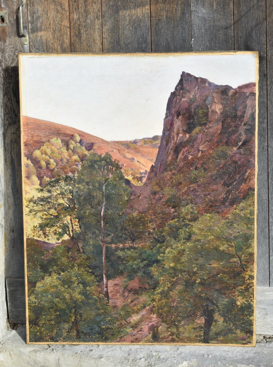 Noel Boudy (1864-1902). Le Saut De La Bergere At Aubazine In Corrèze. Oil On Canvas. Late 19th Century.-photo-3