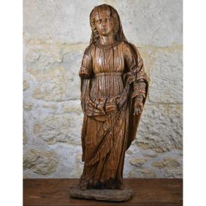 Virgin - France 17th Century - Wooden Statue 