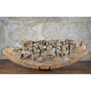 16th Century High Relief - Battle Scene - Carved Wood -