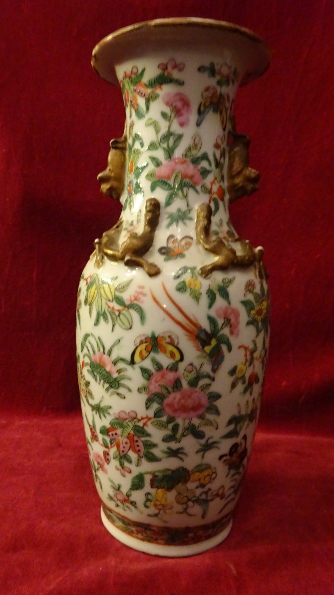 Paire De Vases Chinois En Porcelaine De Canton époque XIXème-photo-2
