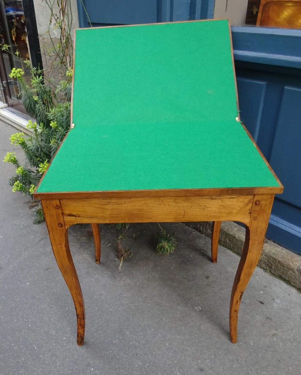 Table à Jeu En Noyer d'époque XVIIIème Siècle-photo-4