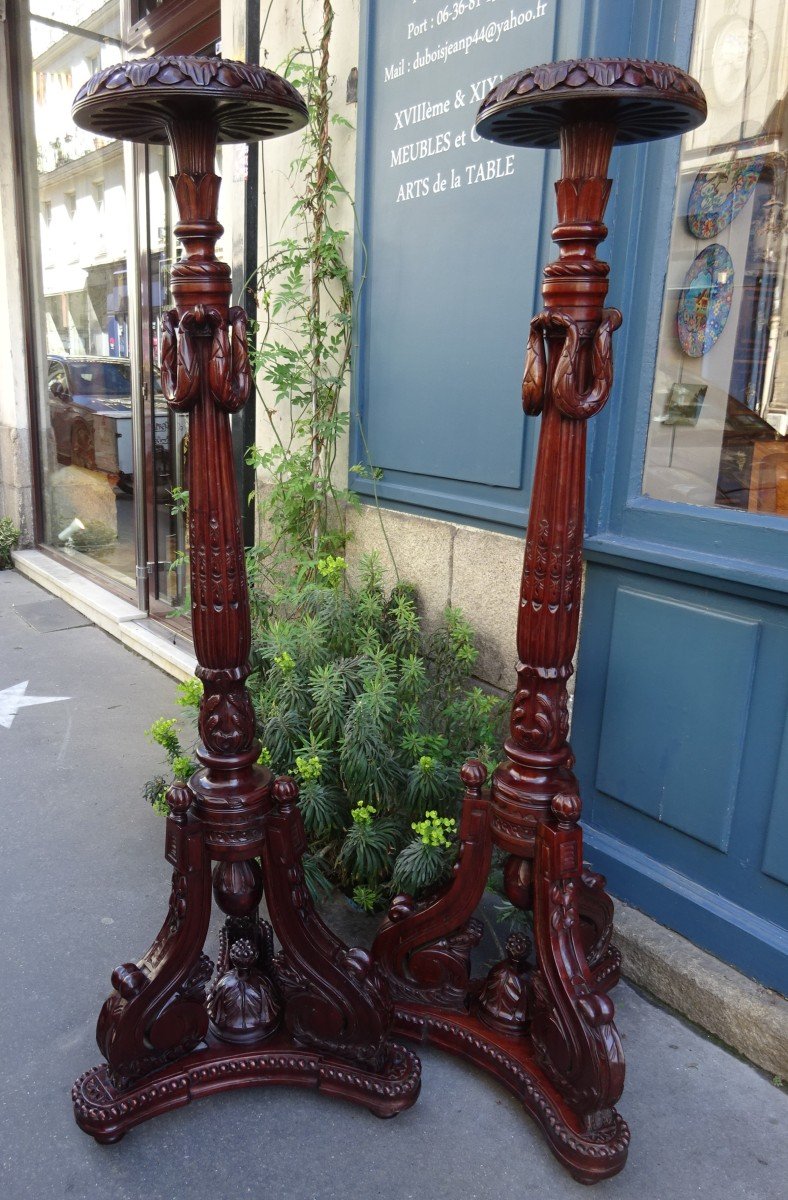 Pair Of Louis Xwvi Style Mahogany Torchiere Holders-photo-7