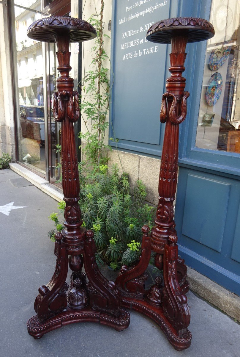 Pair Of Louis Xwvi Style Mahogany Torchiere Holders