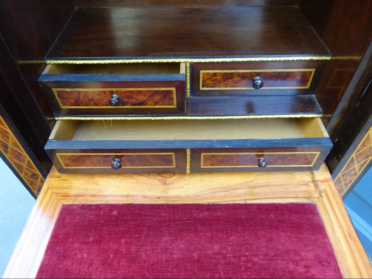 Secretary With Flap In Marquetry, Napoleon III Period-photo-4