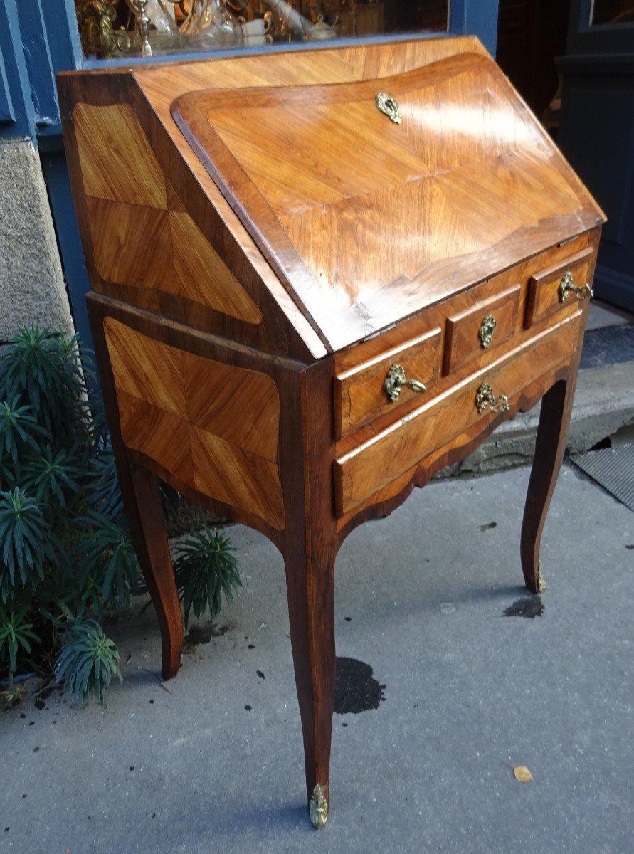 Bureau De Pente En Marqueterie d'époque Louis XV-photo-3