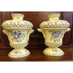 Pair Of Clamecy Earthenware Vases