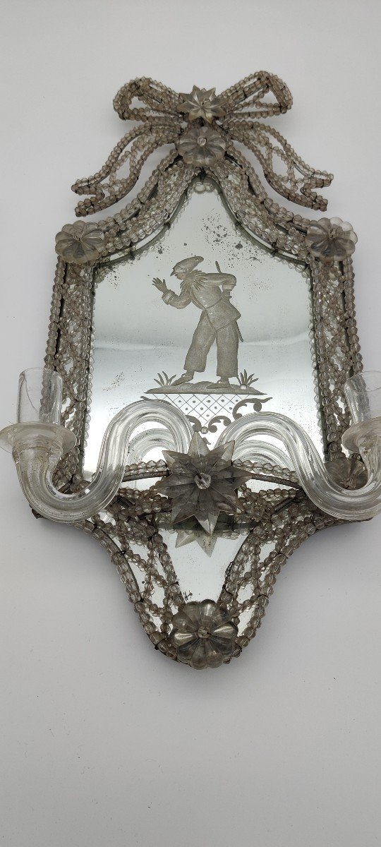 Pair Of Mirrors Decorated With Pierrot And Columbine -photo-4