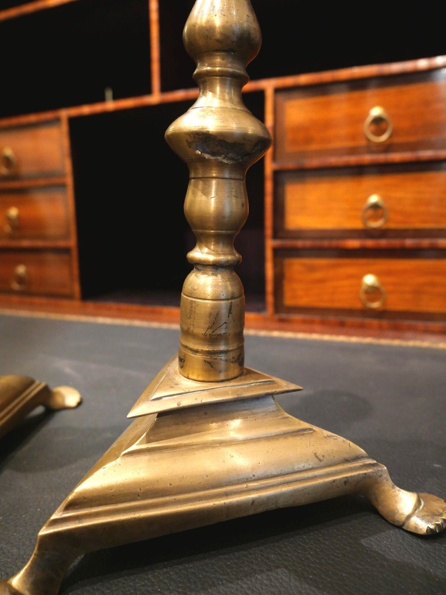 Pair Of 17th Bronze Candlesticks-photo-4