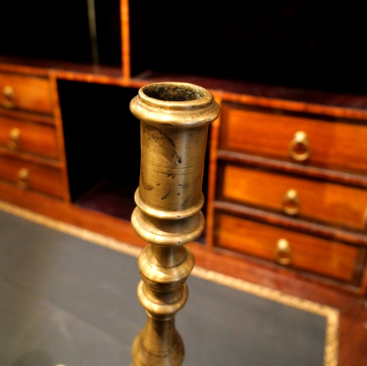 Pair Of 17th Bronze Candlesticks-photo-1