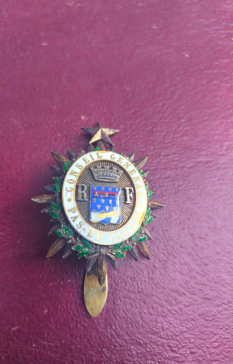 Pas De Calais General Council Badge, Late 19th Century-photo-3