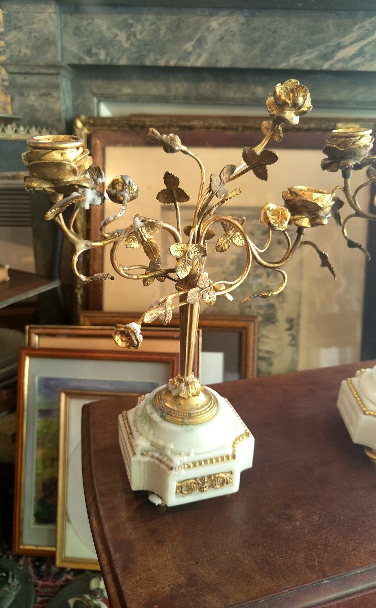 Pair Of 19th Century Gilt Bronze Candelabra-photo-2