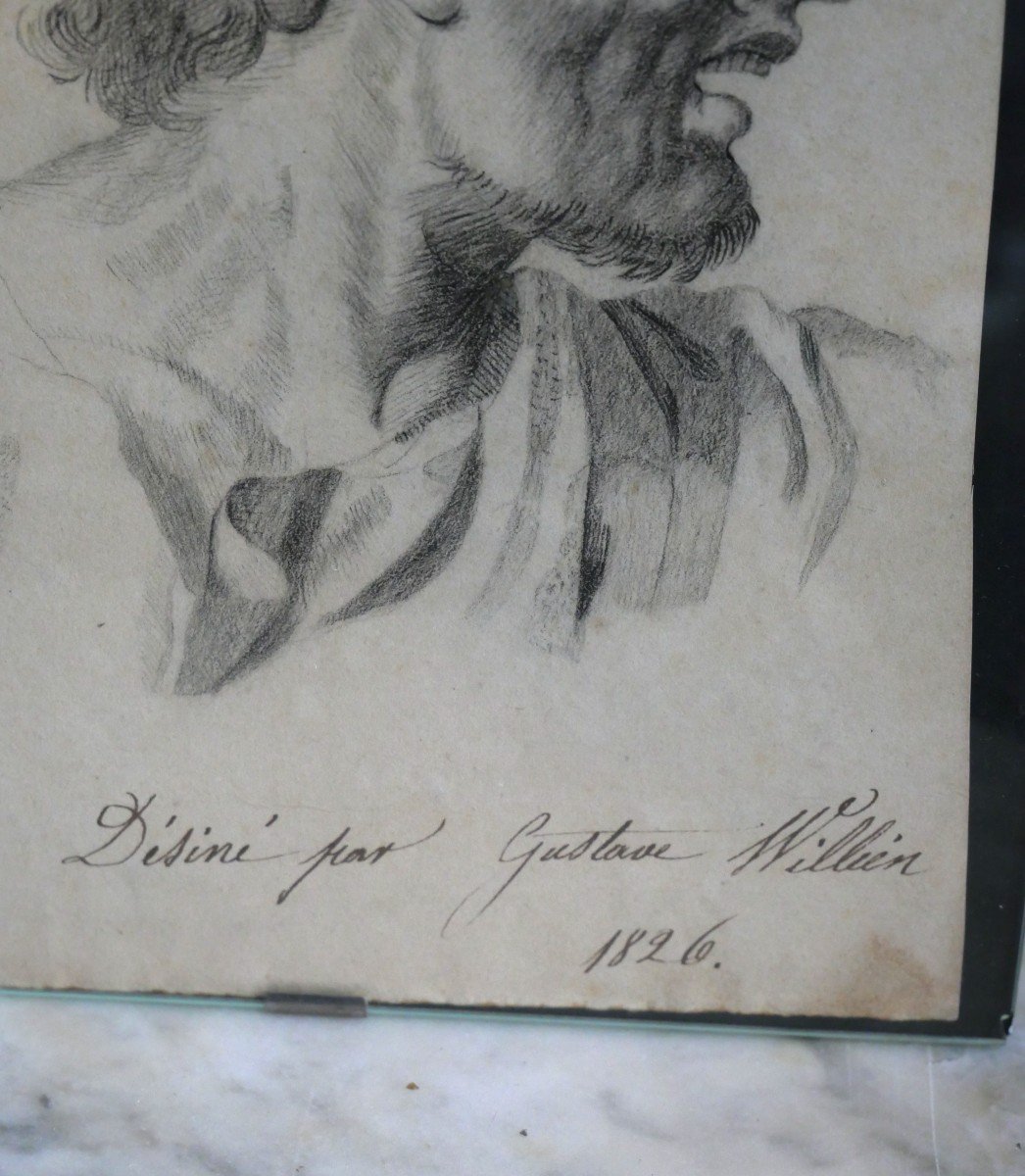 19th Century Man's Head Drawing-photo-3