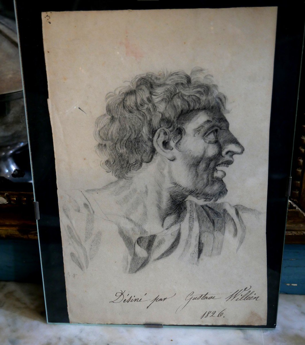 19th Century Man's Head Drawing