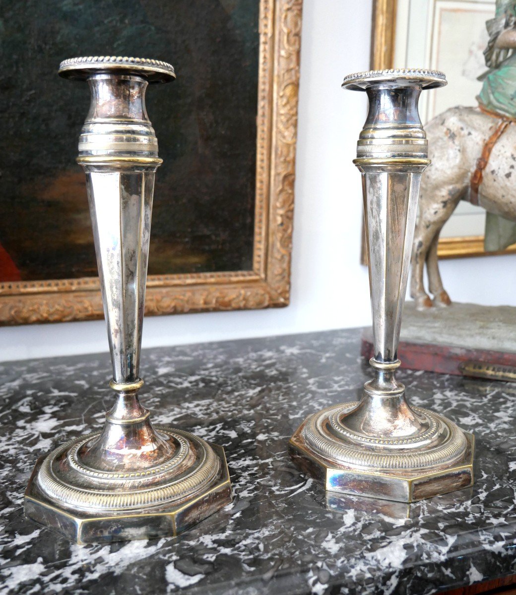 Pair Of Candelabra Transformable Into Candlesticks 19th Century-photo-2