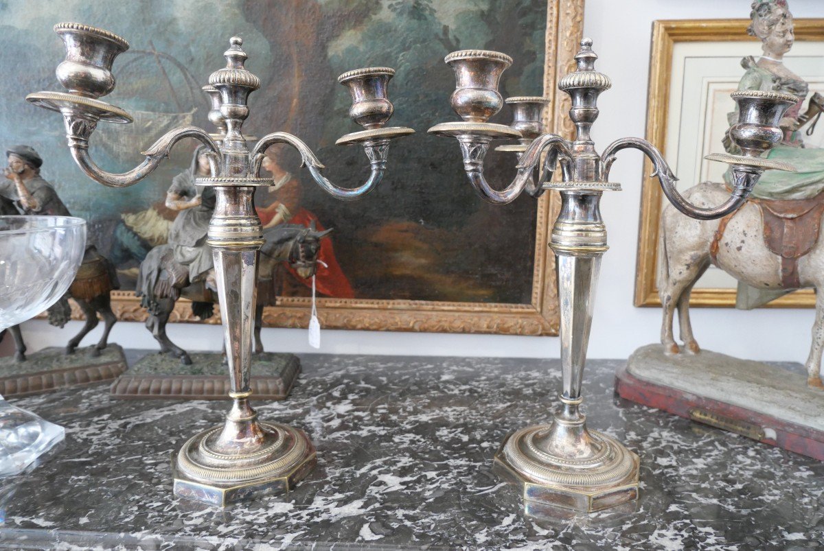 Pair Of Candelabra Transformable Into Candlesticks 19th Century-photo-3