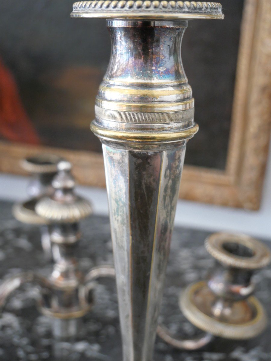 Pair Of Candelabra Transformable Into Candlesticks 19th Century-photo-4