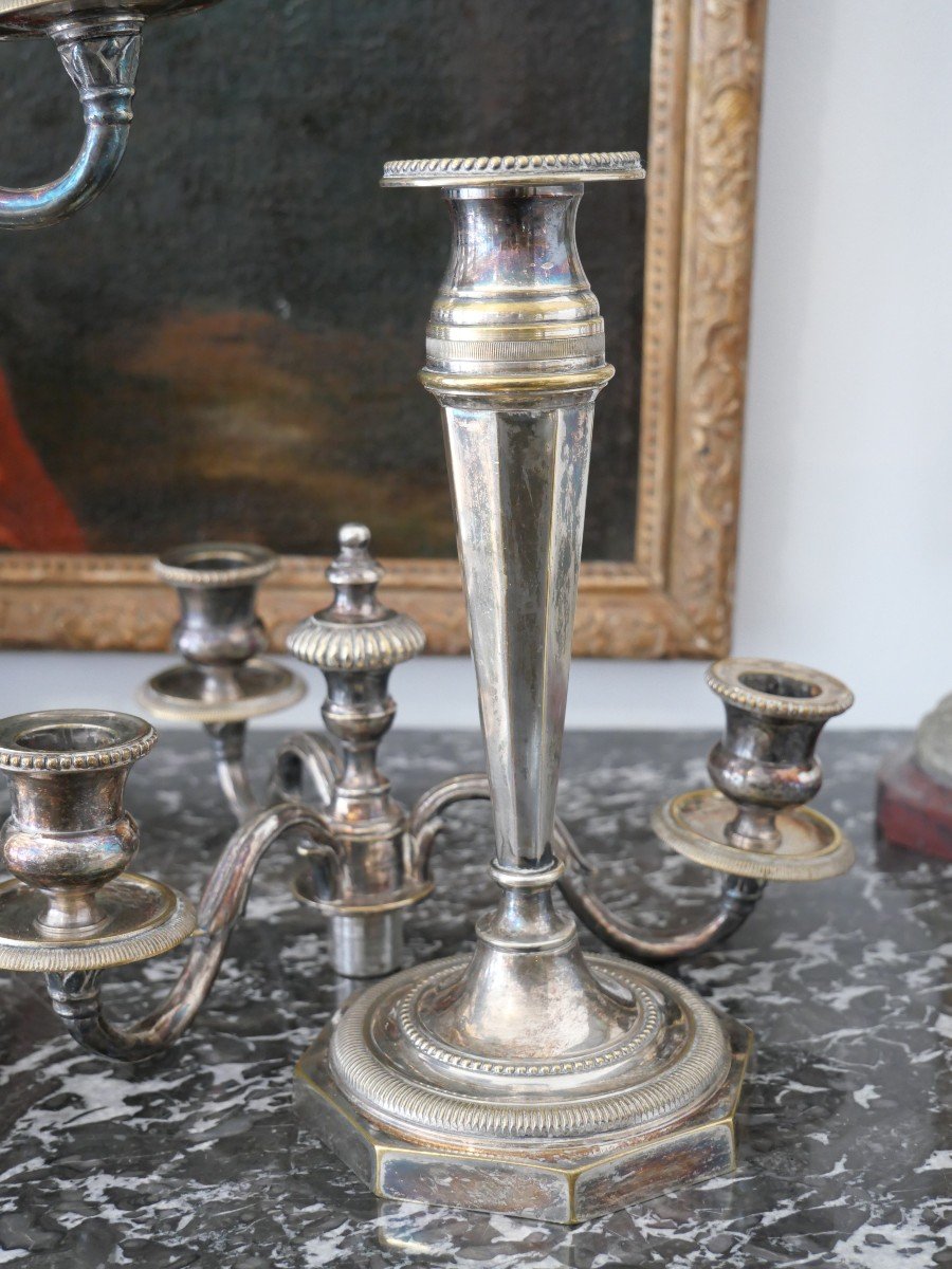 Pair Of Candelabra Transformable Into Candlesticks 19th Century-photo-1