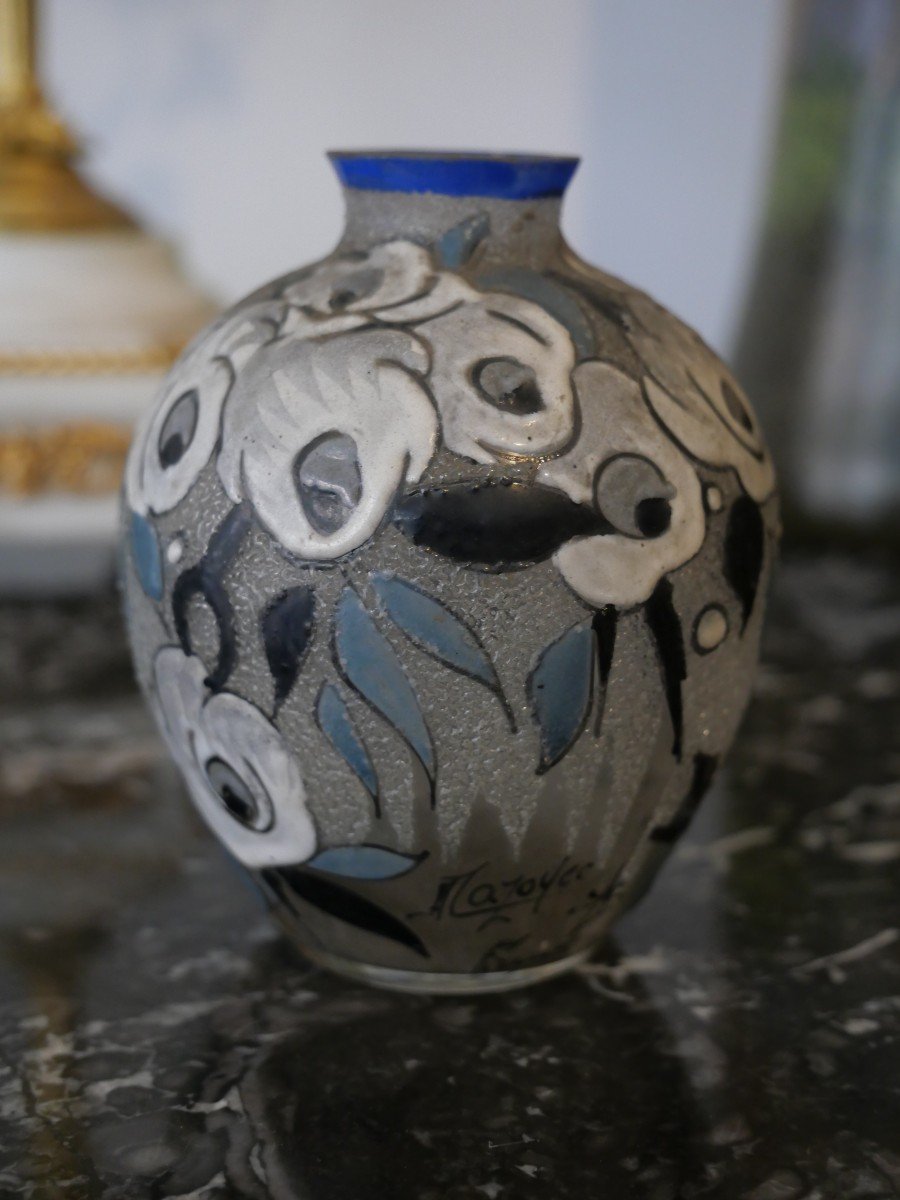 Petit Vase En Verre émaillé Mazoyer