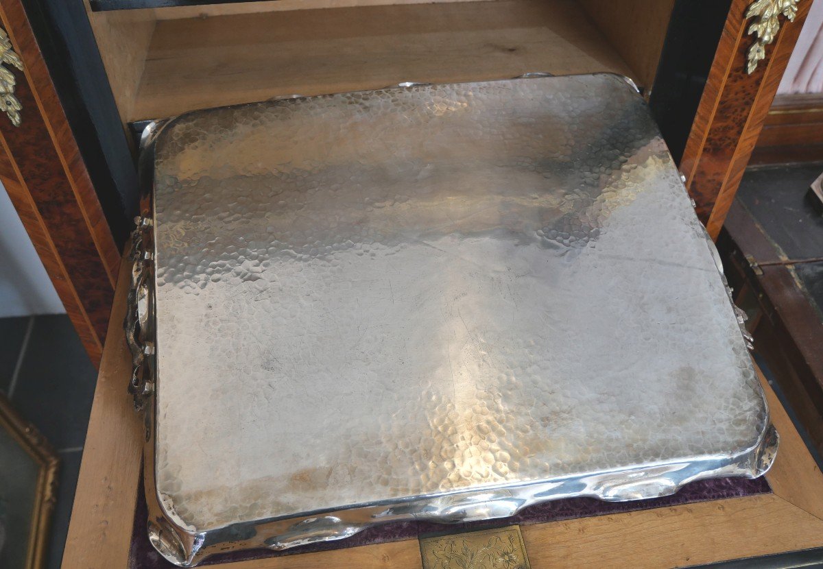 Art Nouveau Silver Metal Tray -photo-4