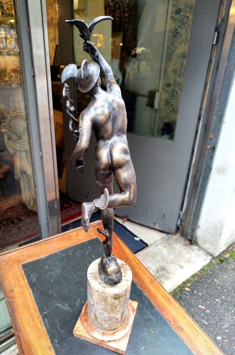 Flying Mercury In Patinated Bronze -photo-3