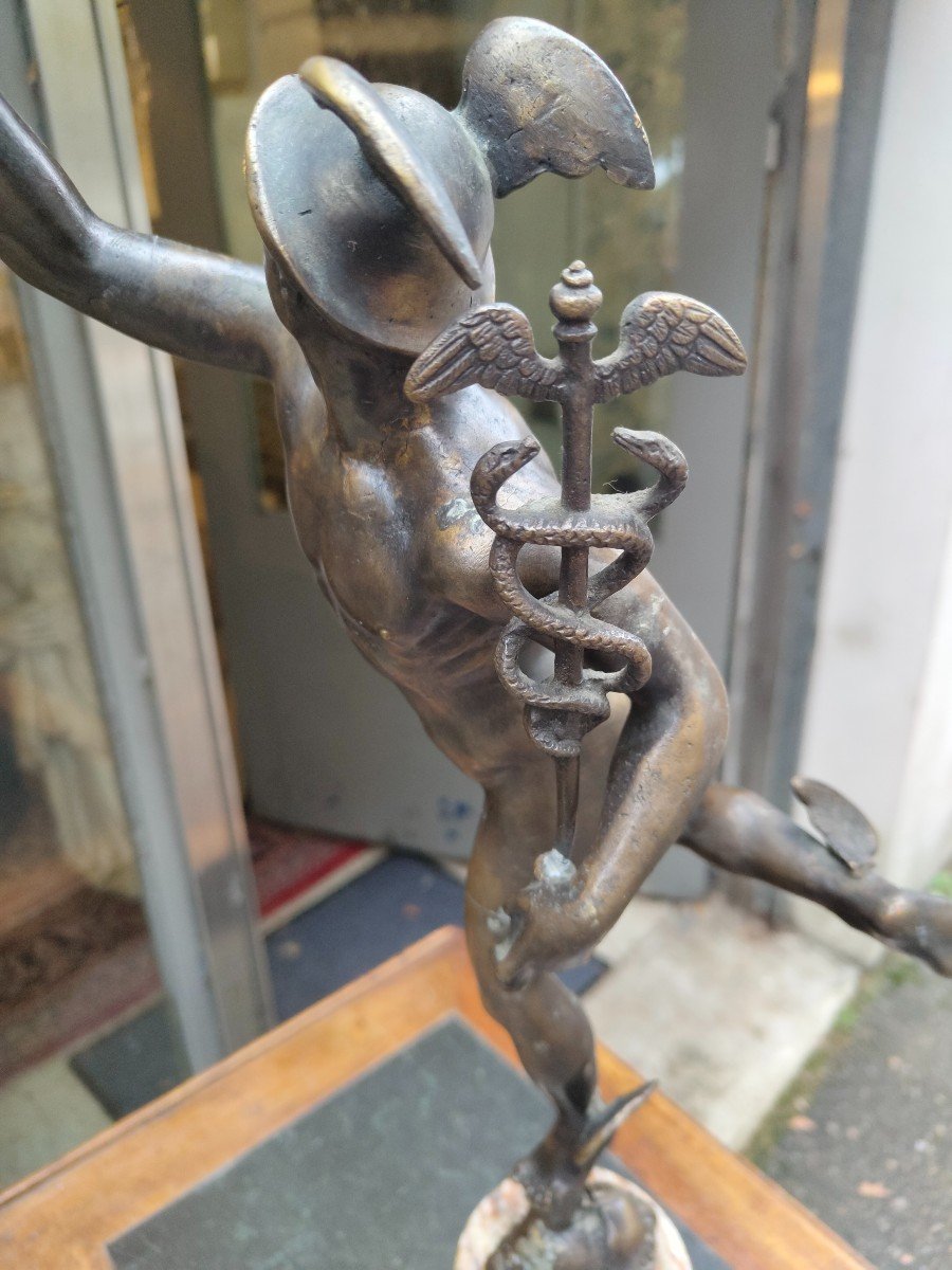 Flying Mercury In Patinated Bronze -photo-2