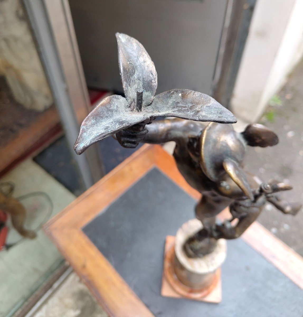 Flying Mercury In Patinated Bronze -photo-3