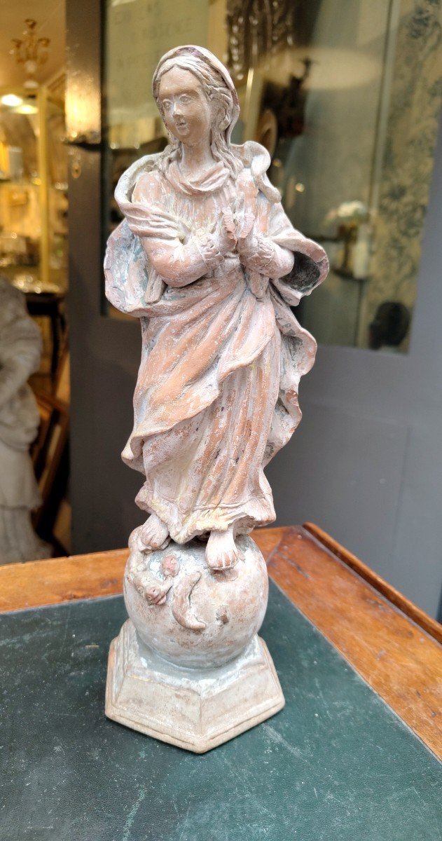 Holy Virgin In Terracotta 18th