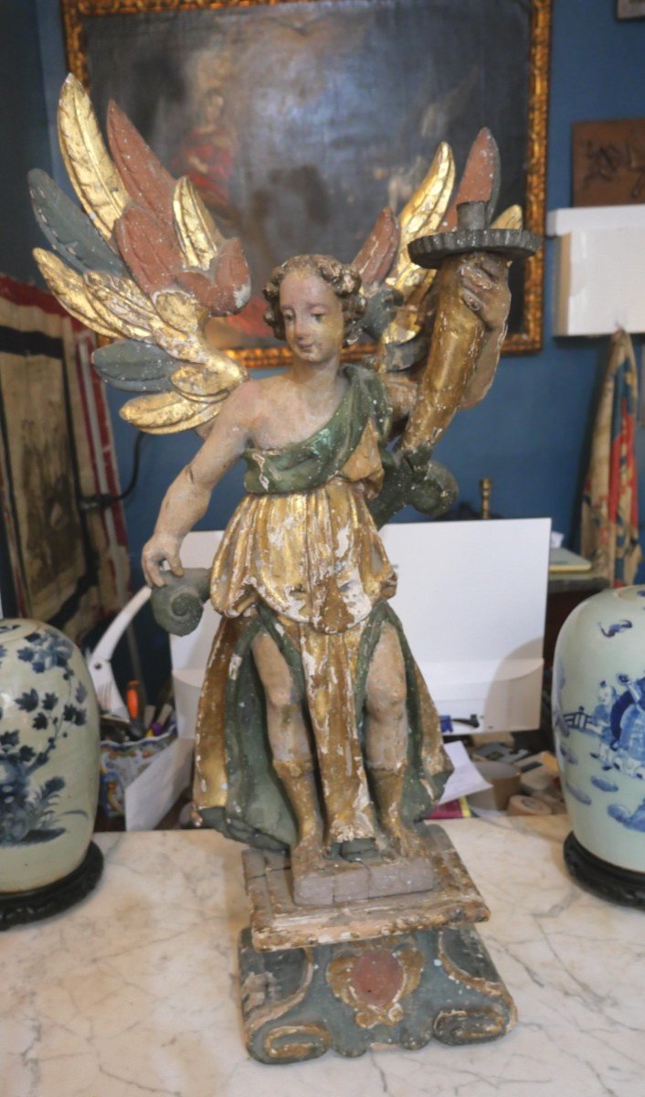 17th Century Carved Wooden Angel